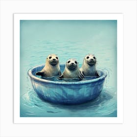 Three Seals In A Pool 1 Art Print