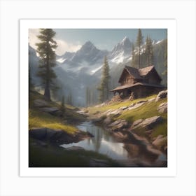Cabin In The Mountains 11 Art Print
