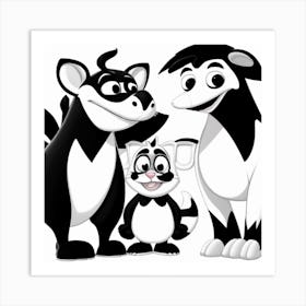 Cartoon Raccoons Art Print