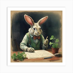 Rabbit Writing 4 Art Print