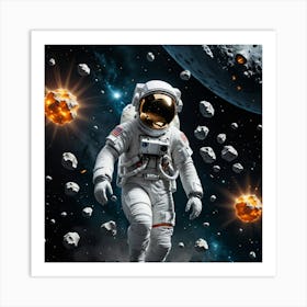 Space Odyssey: The Astronaut Among Planets Art Print