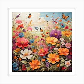 Flowers In The Meadow Art Print