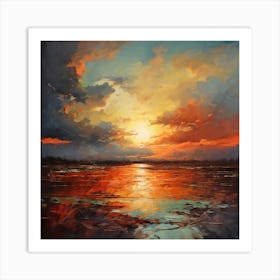 Sunset Over The Water 1 Art Print