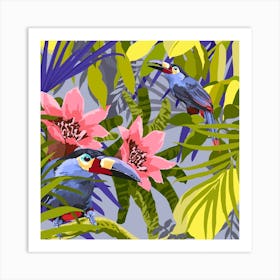 Toucans In The Jungle Series 2 Square Art Print