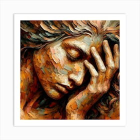 Emotional Abstract Woman Portrait - Modern Wall Art Art Print