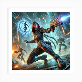 A Dynamic Sci Fi Action Scene Illustrating Advanc Art Print