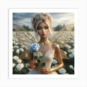 Fairy In A Field Of Roses 3 Art Print