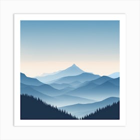 Misty mountains background in blue tone 1 Art Print