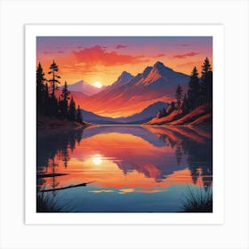 Sunset By The Lake 1 Art Print