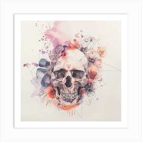 Skull And Flowers Canvas Print 1 Art Print