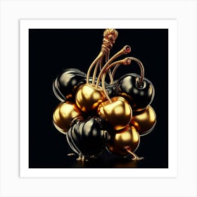 Gold And Black Cherries Art Print