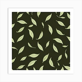 Leaves On A Black Background Art Print Art Print