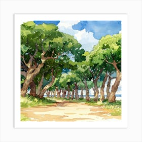 Japanese Seaside Trees Art Print