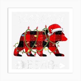 Red Plaid Mamaw Bear Christmas Santa Family Matching Pajamas Art Print