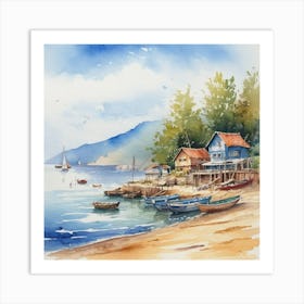 Watercolor On The Beach Art Print