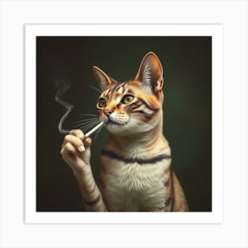 Bengal Cat Smoking A Cigarette Art Print