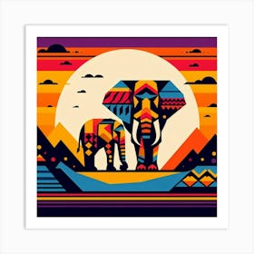 African Siblings Elephants Art Print