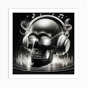 Skull With Headphones 1 Art Print