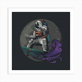 Astronaut Riding A Skateboard Art Print