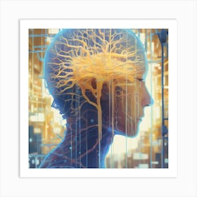 Human Brain With Tree Art Print