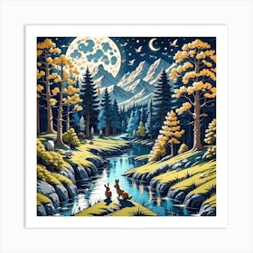 Night By The River Art Print