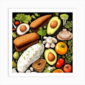 Healthy Food Vector Illustration Art Print