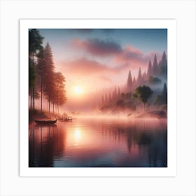 Sunrise In The Forest Art Print