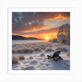 Sunset In The Snow 1 Art Print
