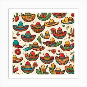 Mexican Hats Seamless Pattern Art Print