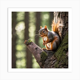 Squirrel In The Forest 110 Art Print