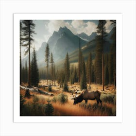 Elk In The Mountains Art Print