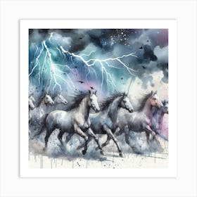 horses in the storm 5 Art Print