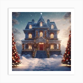 Christmas House In The Snow 4 Art Print
