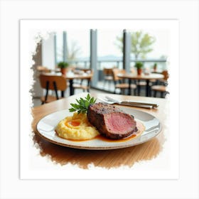 Steak And Mashed Potatoes Art Print