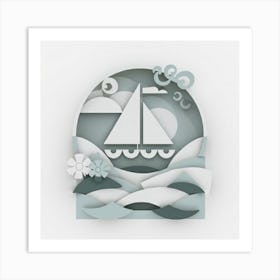 Sailboat In The Sea 2 Art Print