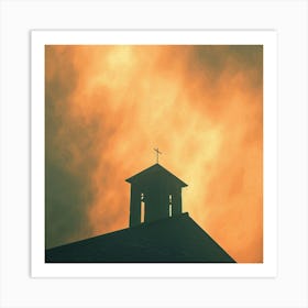 Silhouette Of Church Steeple Art Print