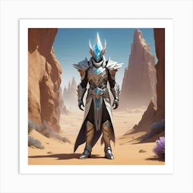 Knight In Armor In The Desert Art Print