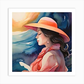 Woman In A Hat Art Print