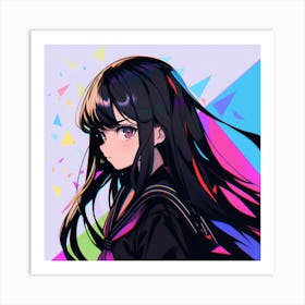 Anime Girl With Long Hair 2 Art Print