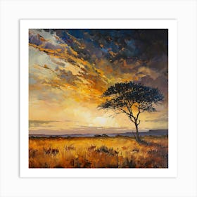 Sunset Over The Savannah Art Print