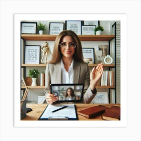 Businesswoman In Office Art Print