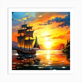 Seaside Serenity A Sunset Sail Art Print