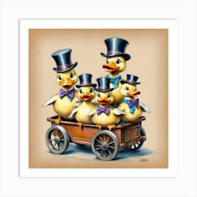 Ducks In A Wagon 2 Art Print