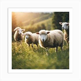 Sheep In The Meadow Art Print