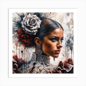 Watercolor Flamenco Dancer #3 Art Print