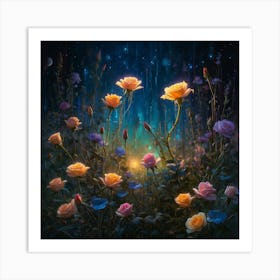 Roses In The Night Art Print