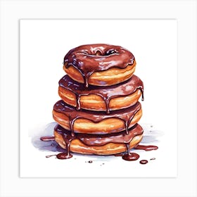 Stack Of Chocolate Donuts Art Print