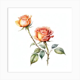 Watercolor Roses Art Print