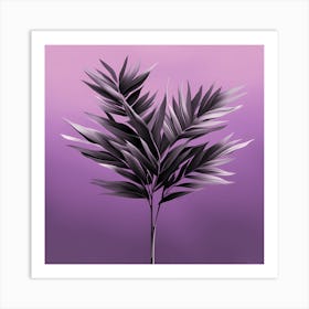 Purple Tropical Plant Against A Purple background, vector art, 1302 Art Print