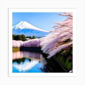 Cherry Blossoms In Japan Near Beach Art Print